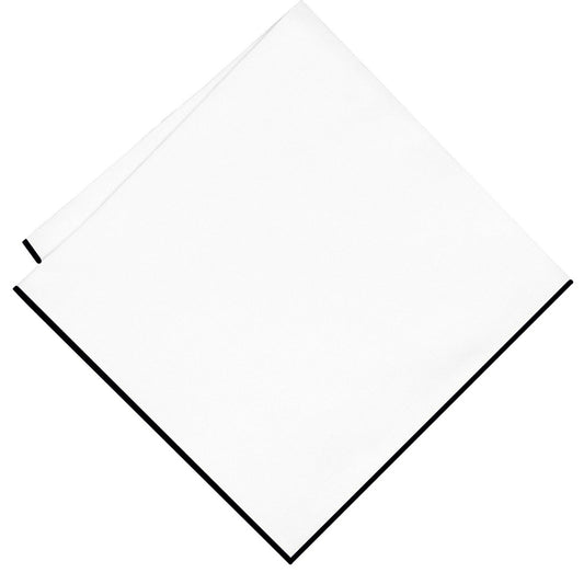 White with Dark Blue Trim Pocket Square