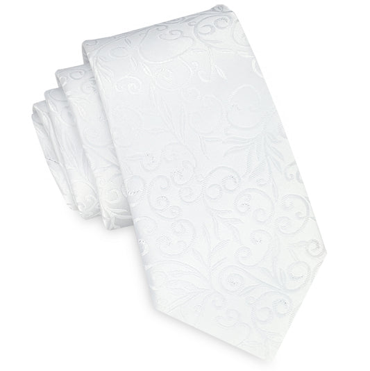White Floral with Highlights Mens Tie