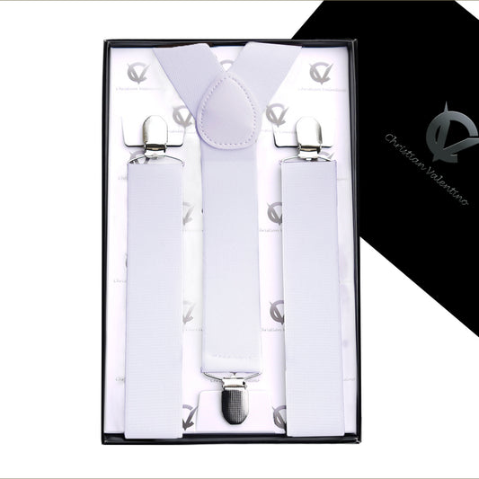 White Y3.5cm Men's Braces Suspenders