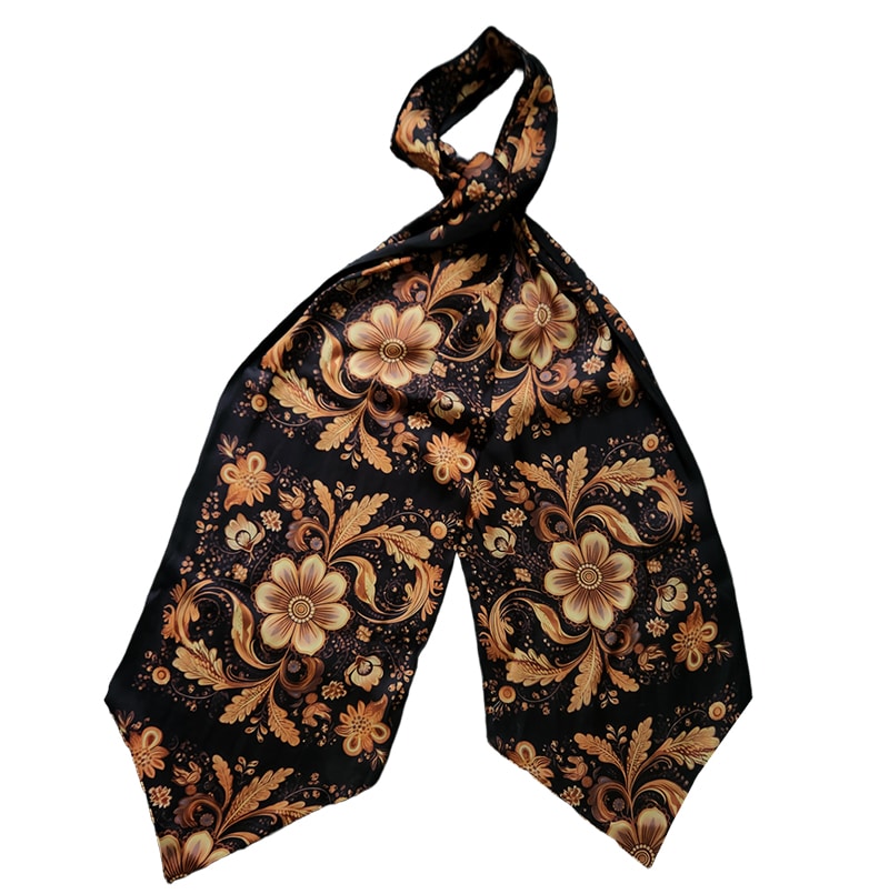 Genuine Silk William Morris Gold & Black Ascot Cravat