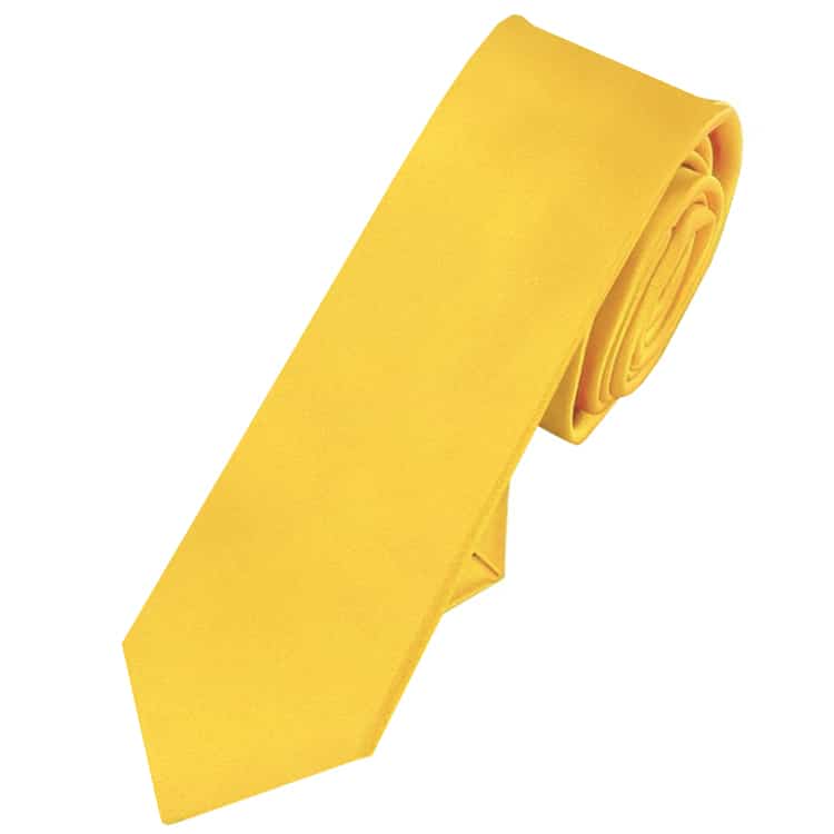 Mens Yellow Skinny Tie