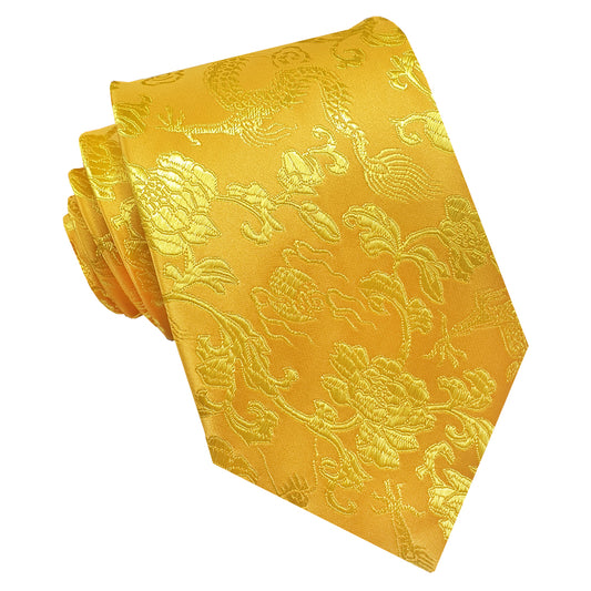 Yellow with Gold Dragons Hong Kong Style Tie