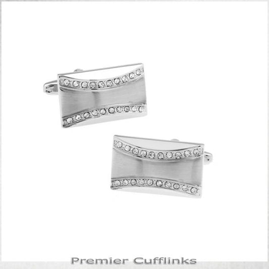 CURVED DIAMANTE STUD CUFFLINKS